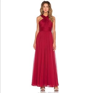 Halston Heritage Cross Neck Chiffon Gown